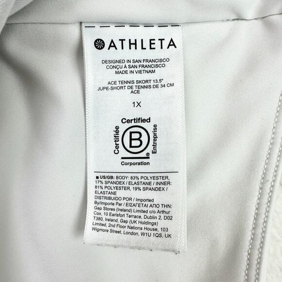Athleta Ace Tennis Skort 13.5" Size 1X Bright White Golf Athletic Running - Picture 13 of 13